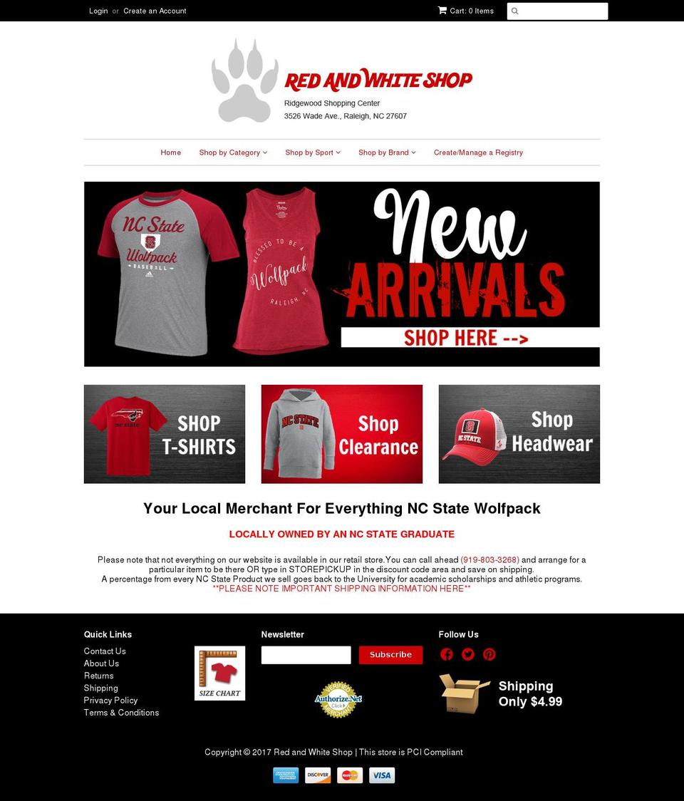 redandwhiteshop.com shopify website screenshot