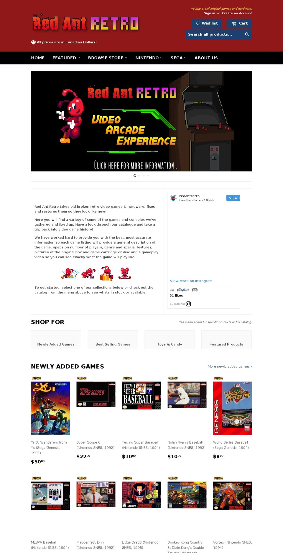 redantretro.com — Shopify storefront screenshot