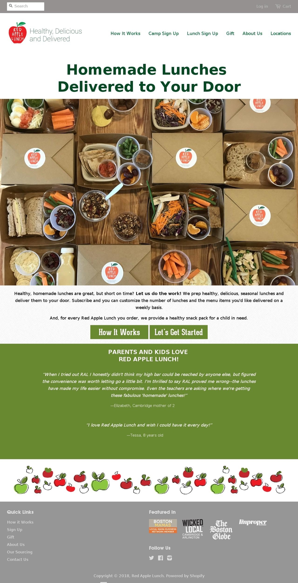 redapplelunch.com shopify website screenshot