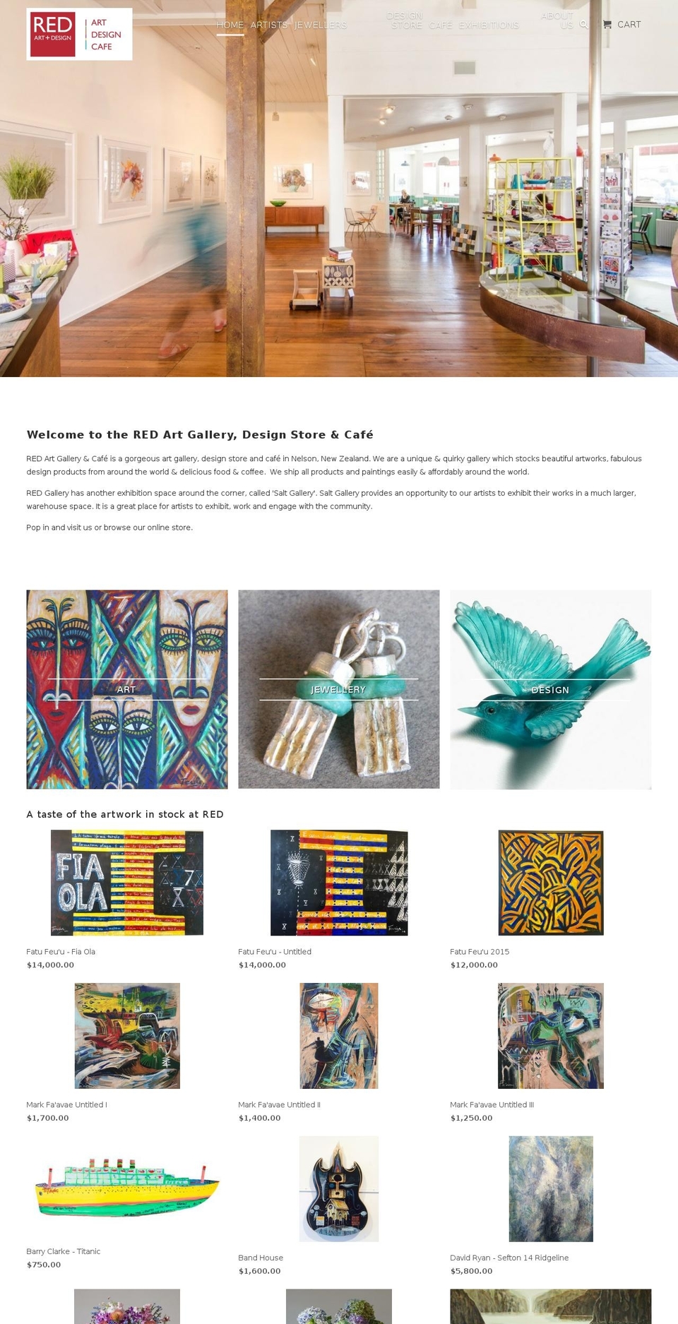 redartgallery.com shopify website screenshot