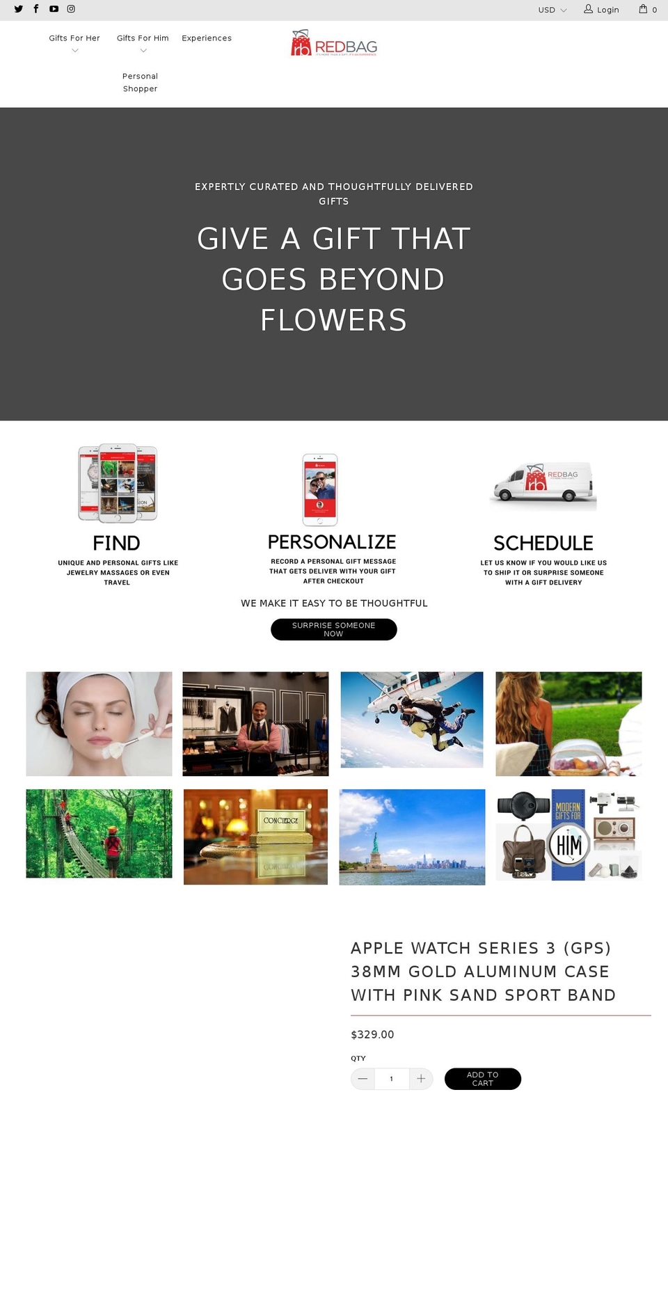 redbaggifts.com — Shopify storefront screenshot