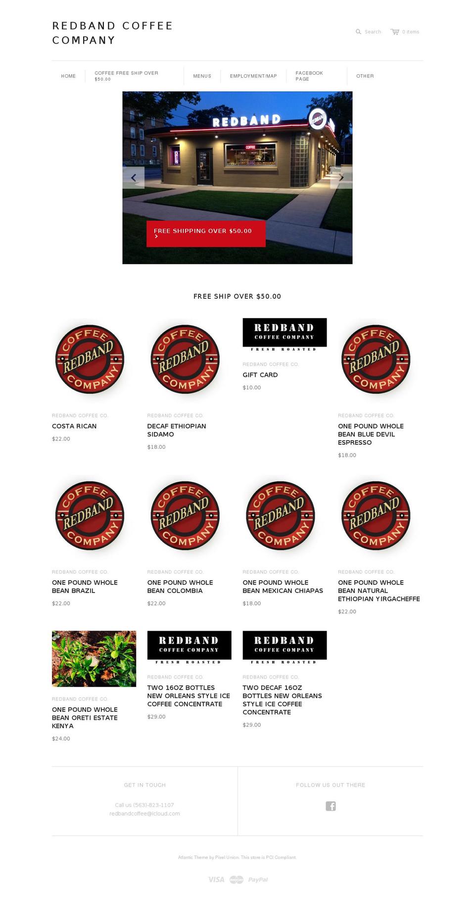 redbandcoffee.com shopify website screenshot