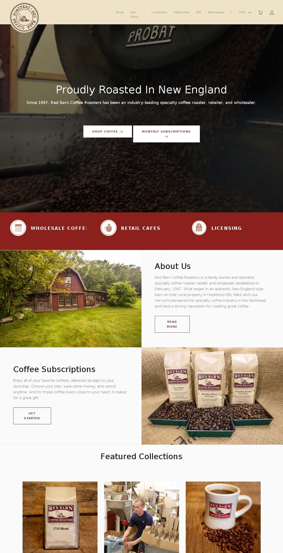 redbarncoffee.com shopify website screenshot