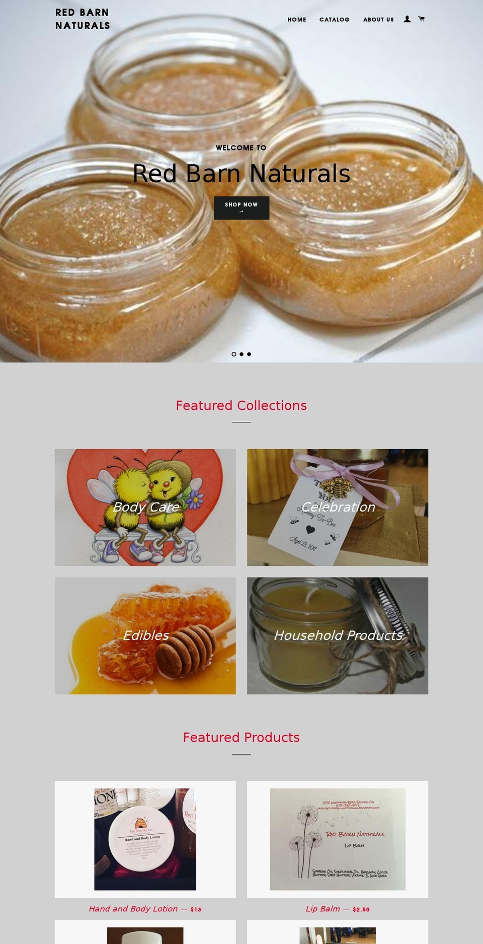redbarnnaturals.ca shopify website screenshot