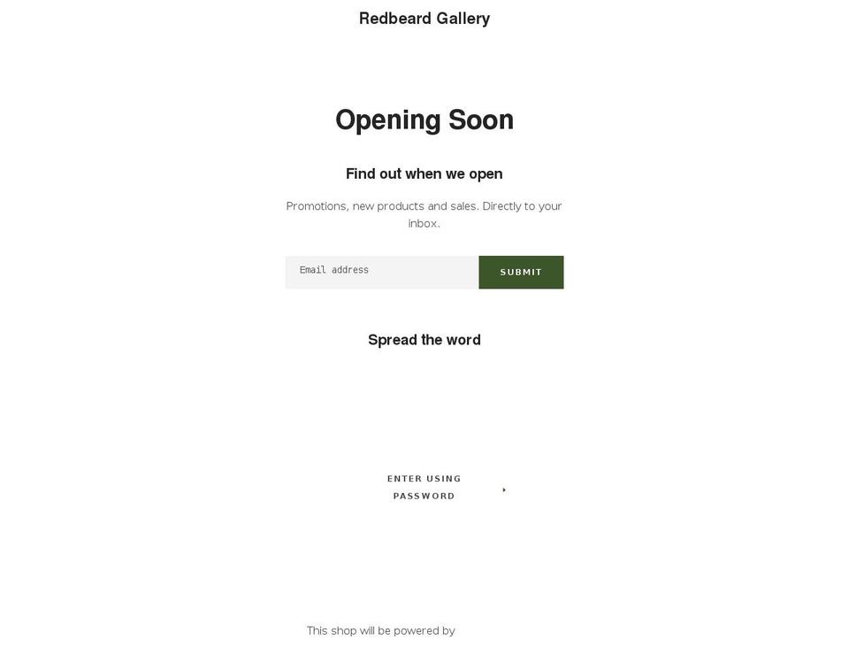 redbeardgallery.com shopify website screenshot