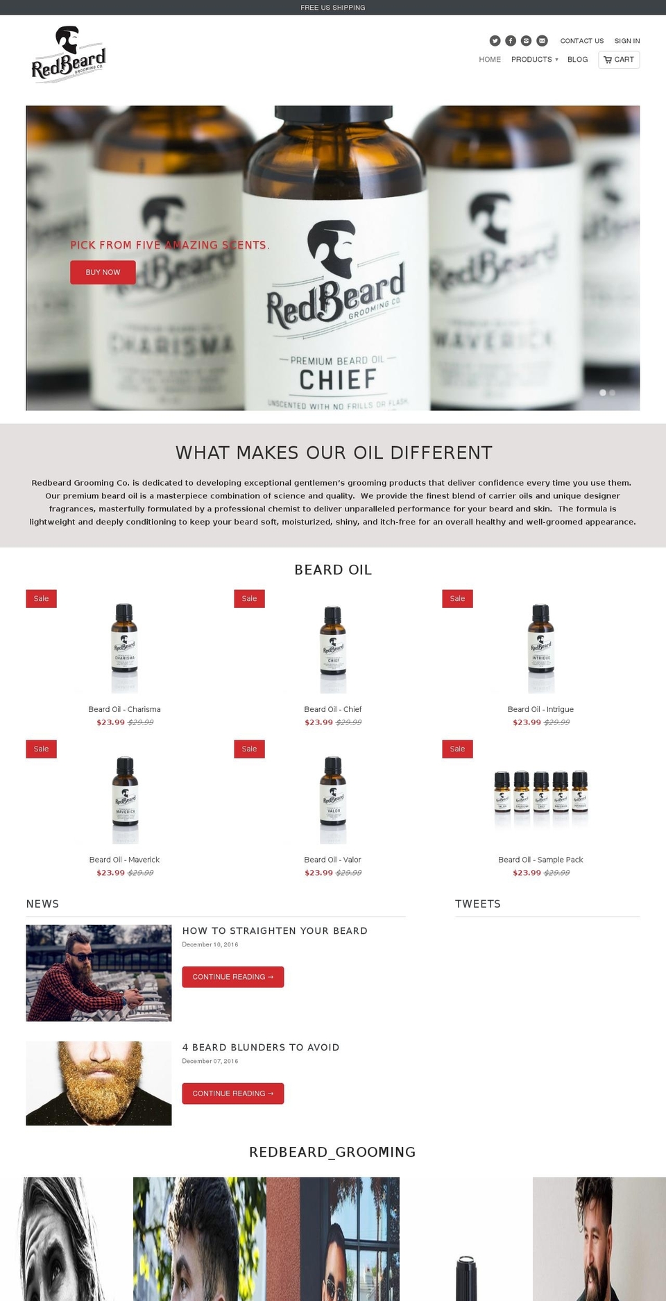 redbeardgrooming.com shopify website screenshot