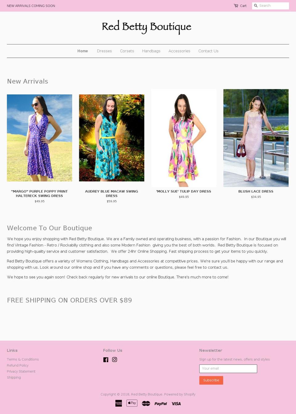 redbettyboutique.com — Shopify storefront screenshot