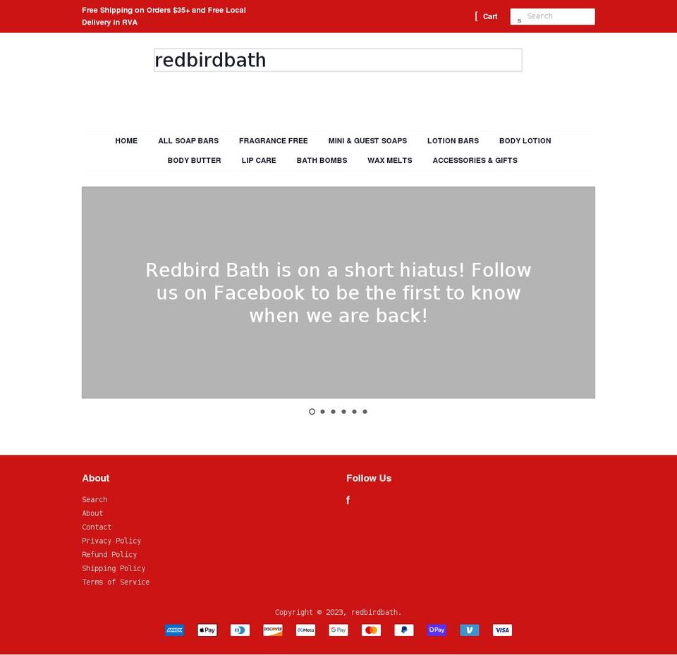 redbirdbath.com shopify website screenshot