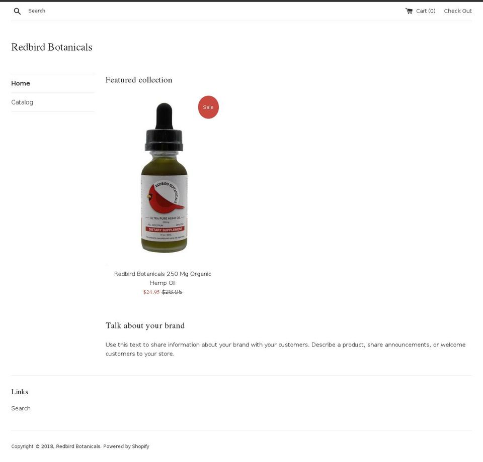 redbirdbotanicals.com shopify website screenshot