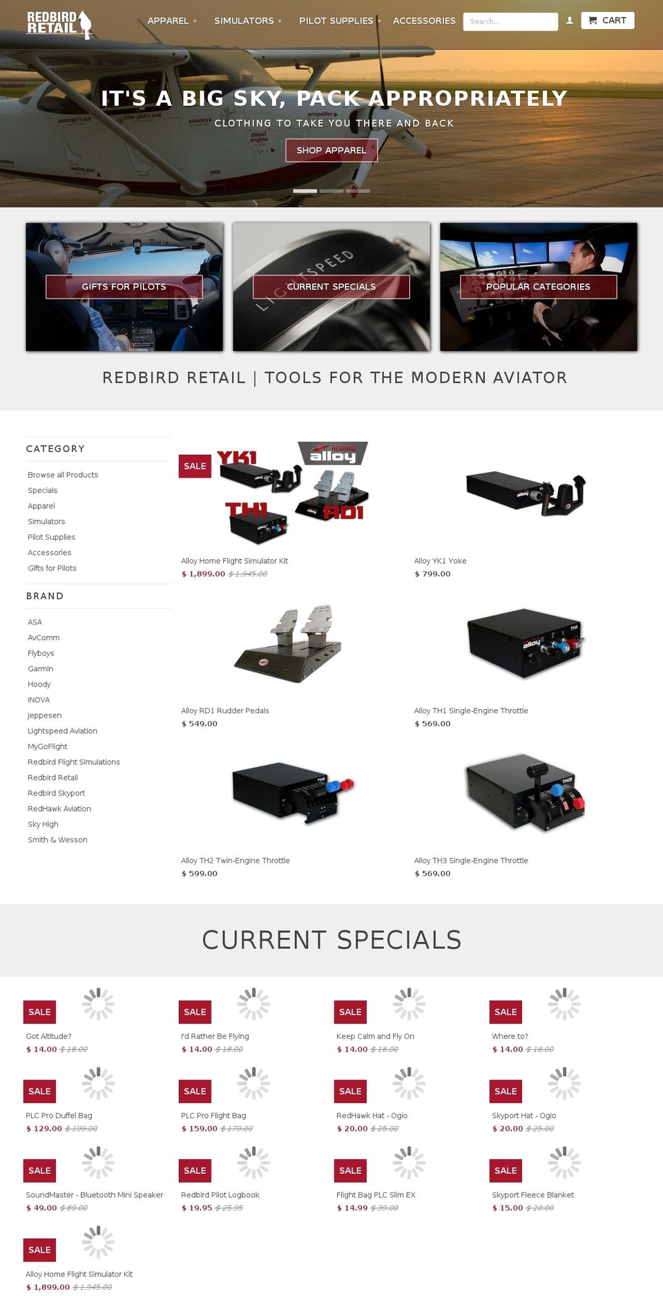 redbirdshop.com shopify website screenshot