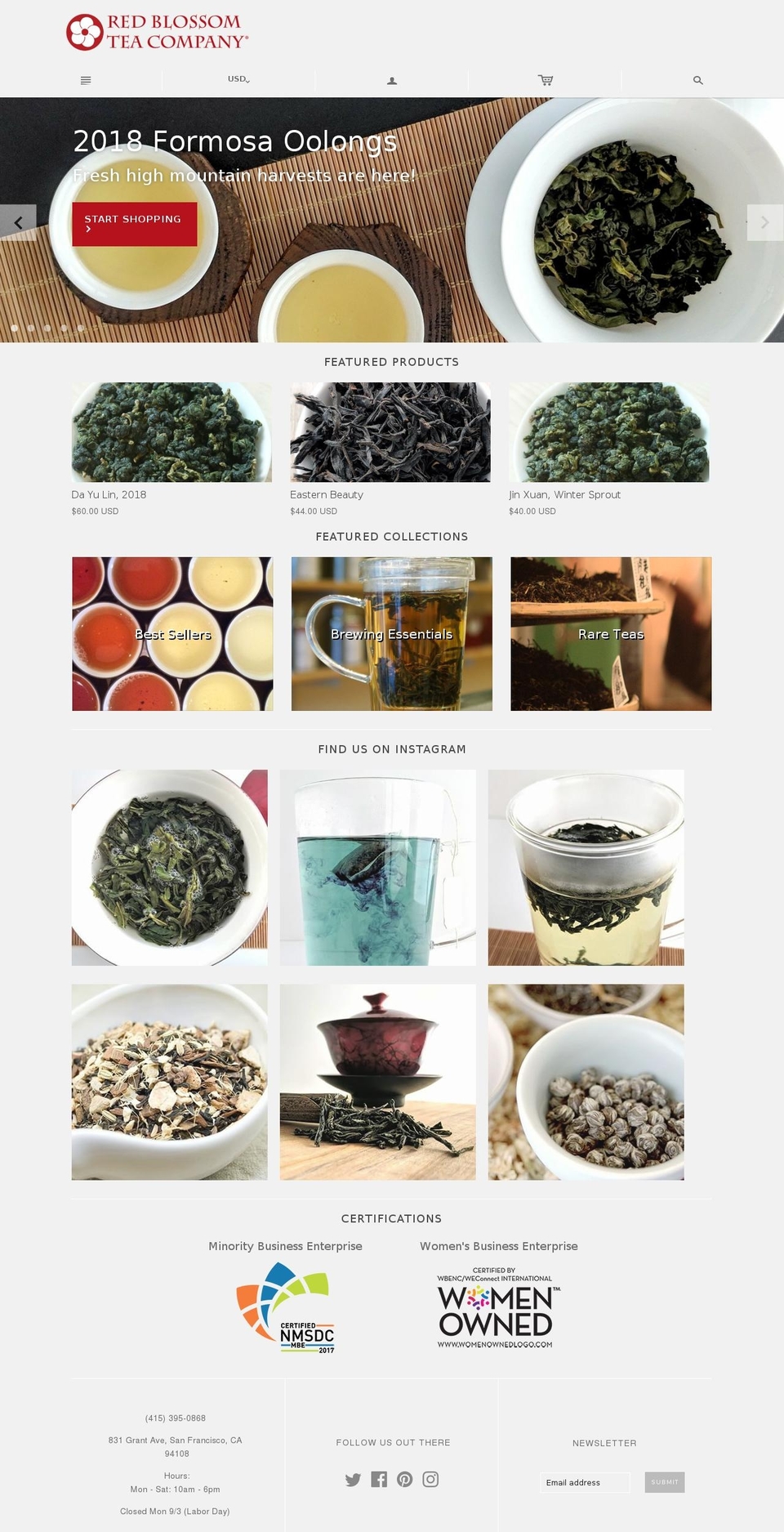 redblossomteas.com — Shopify storefront screenshot