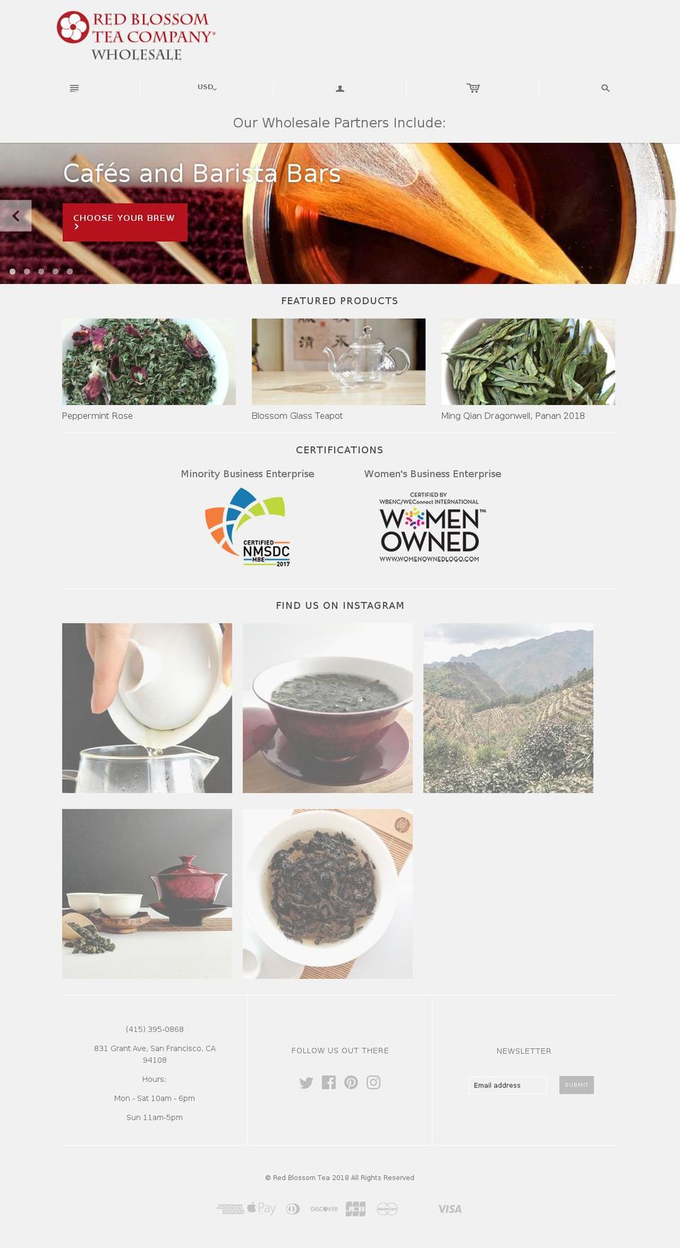 redblossomteawholesale.com shopify website screenshot