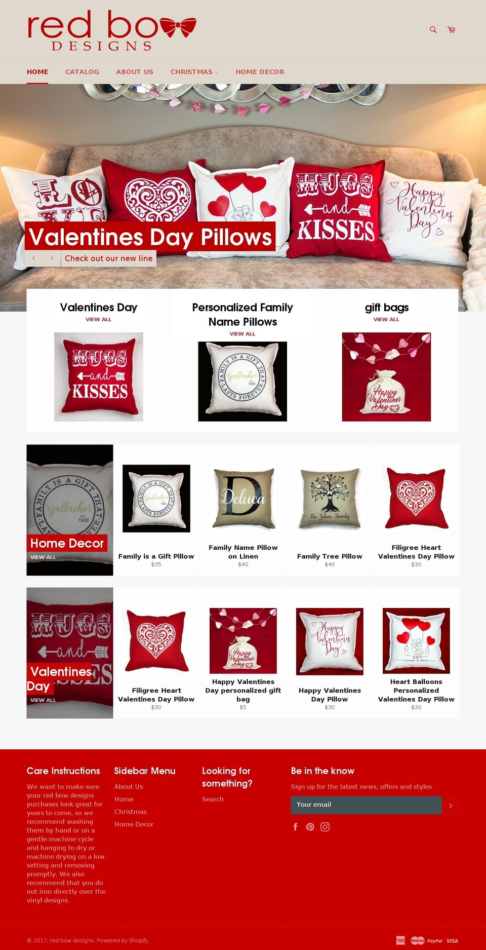 redbowdesigns.com shopify website screenshot