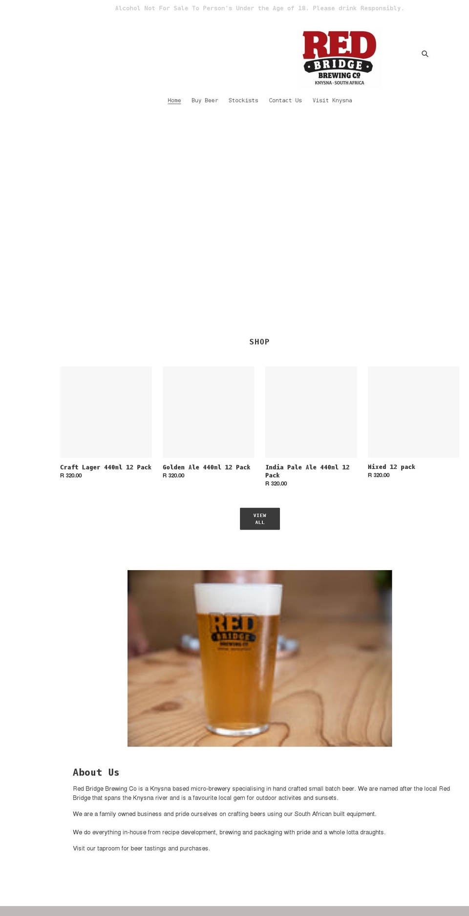 redbridgebrewing.co.za shopify website screenshot