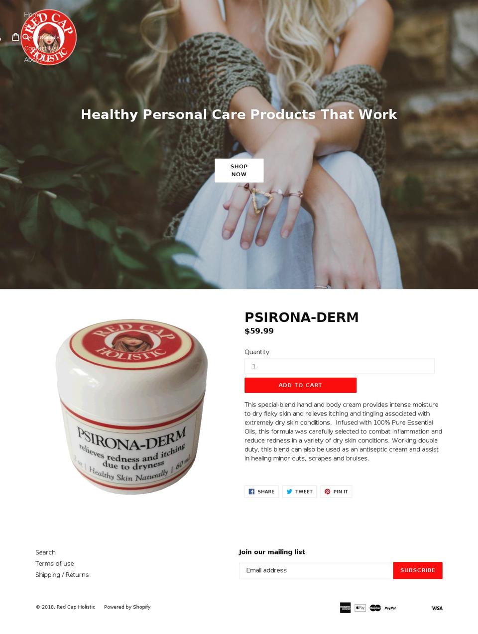 redcapholistic.com shopify website screenshot