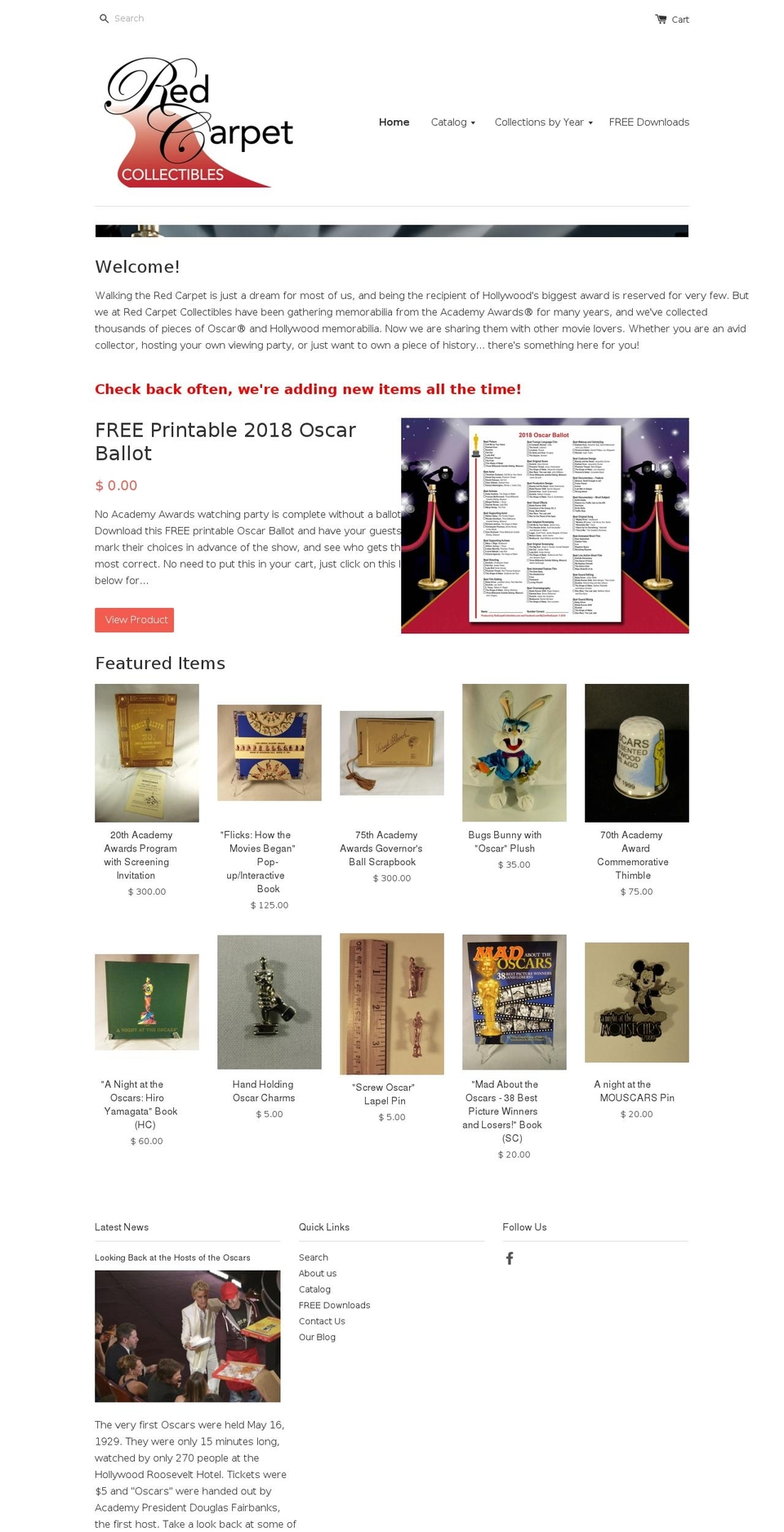 redcarpetcollectibles.com shopify website screenshot