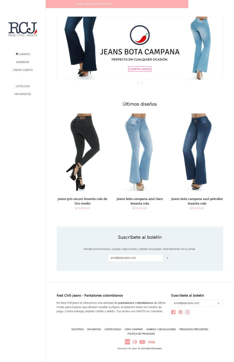 redchilijeans.com — Shopify storefront screenshot
