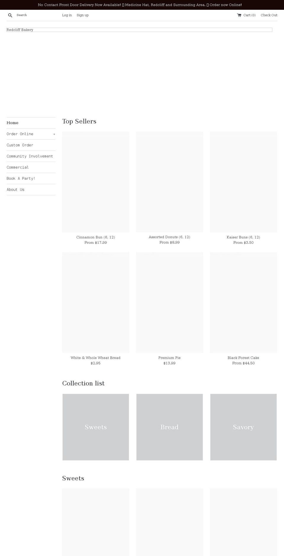 redcliffbakery.com shopify website screenshot