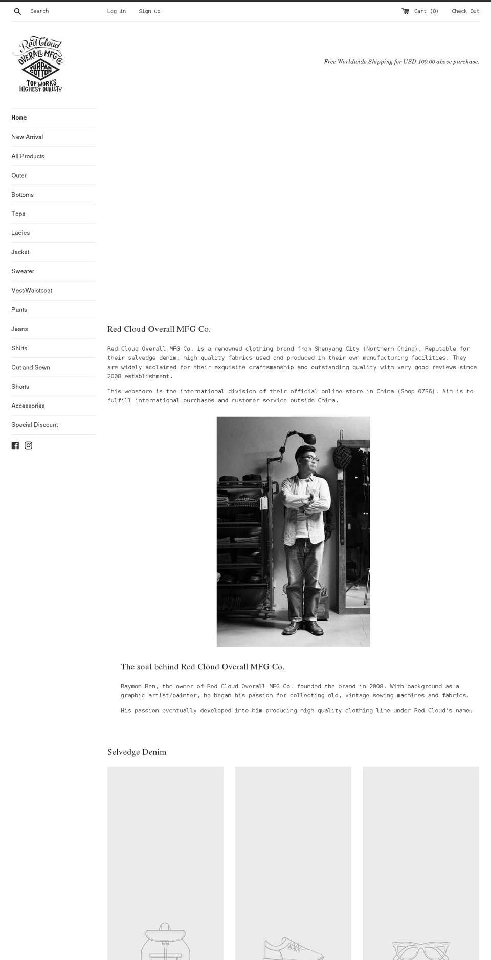 redcloudoverall.com shopify website screenshot