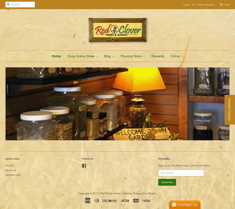 redcloverherbs.com shopify website screenshot