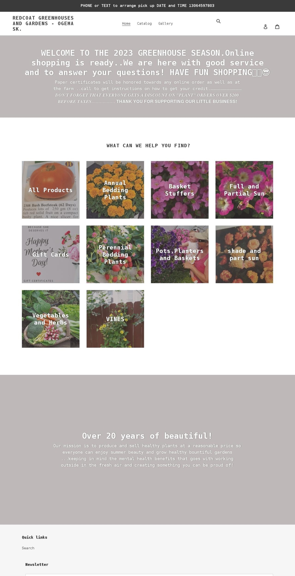 redcoatgreenhouses.com shopify website screenshot