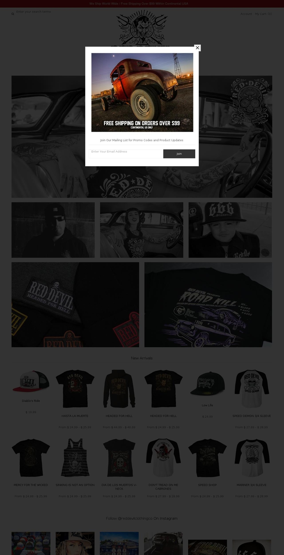 reddevilclothing.com shopify website screenshot