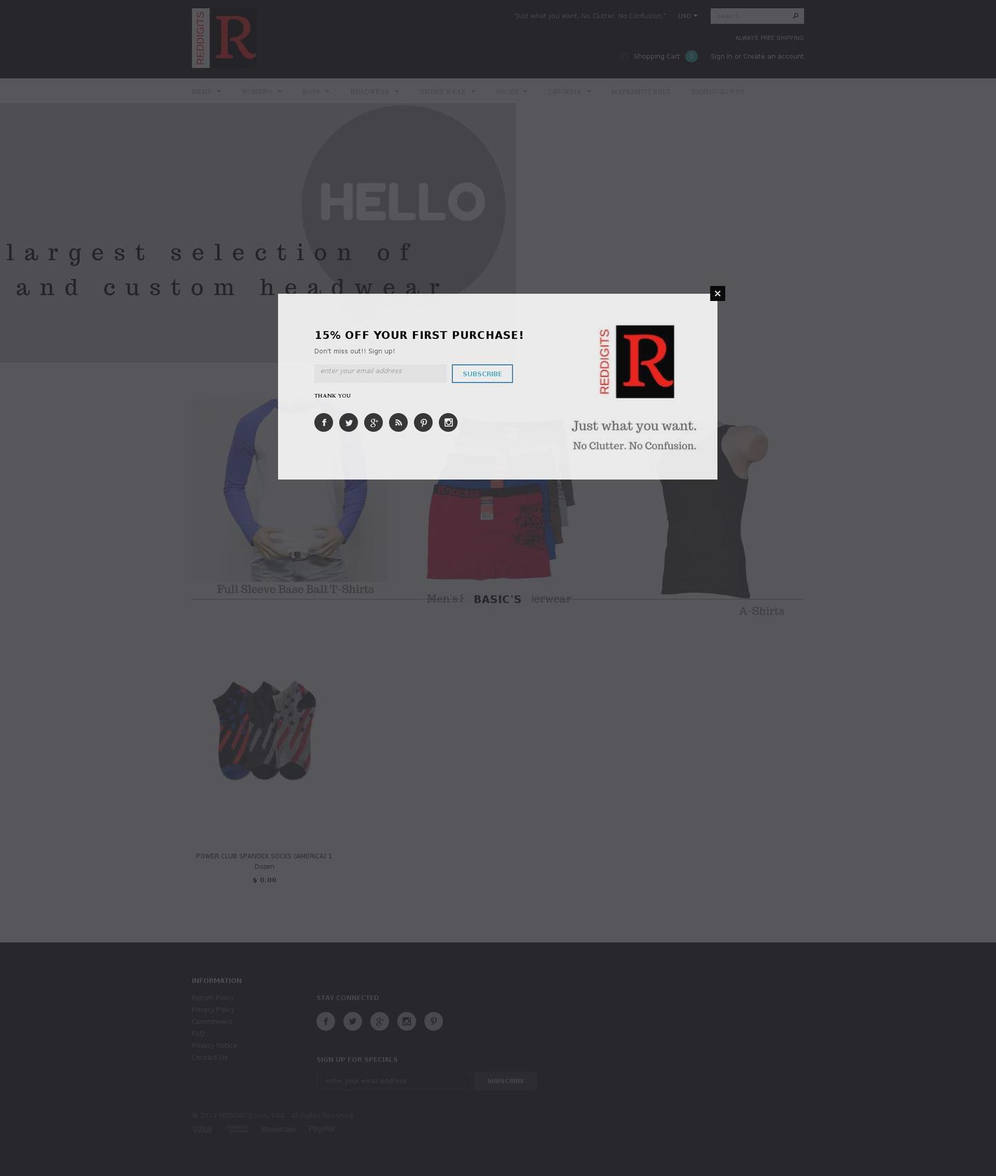 reddigits.com shopify website screenshot