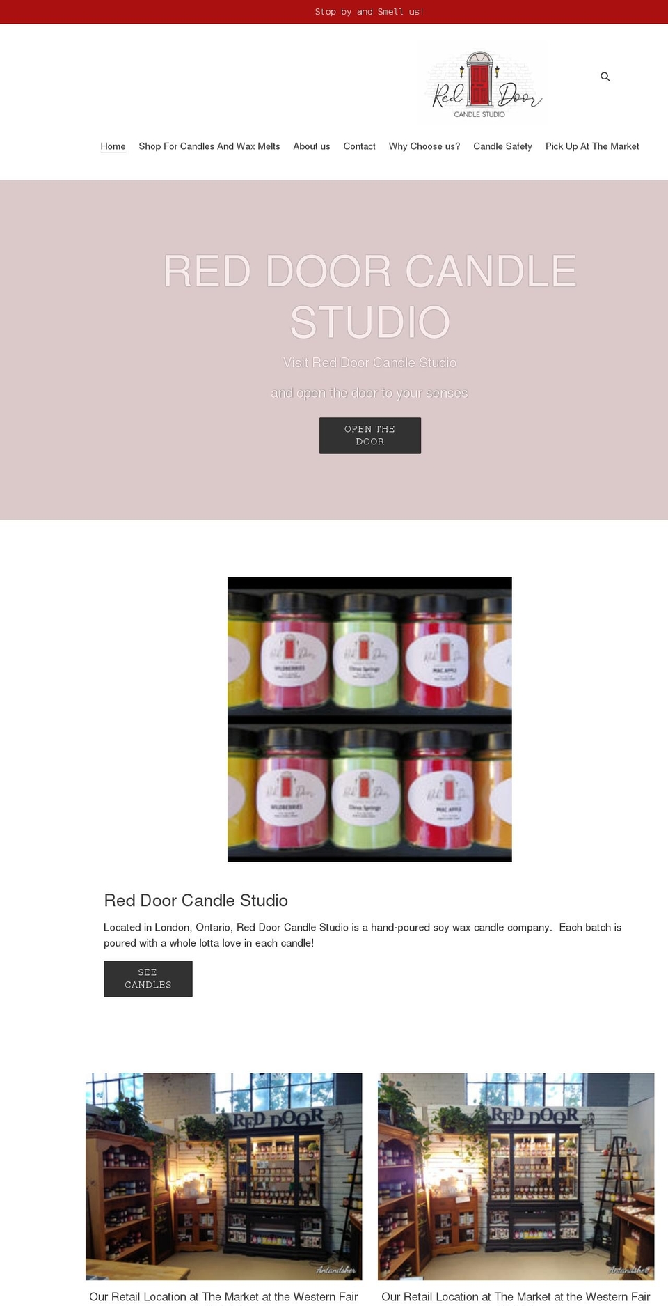 reddoorcandlestudio.com shopify website screenshot