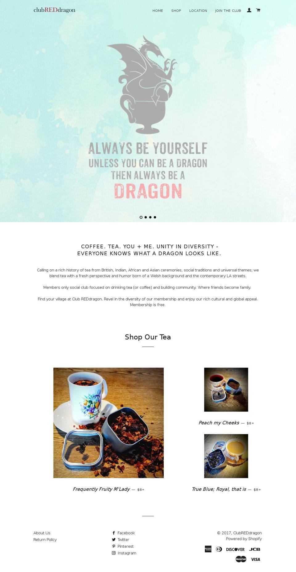 reddragoncafe.com shopify website screenshot