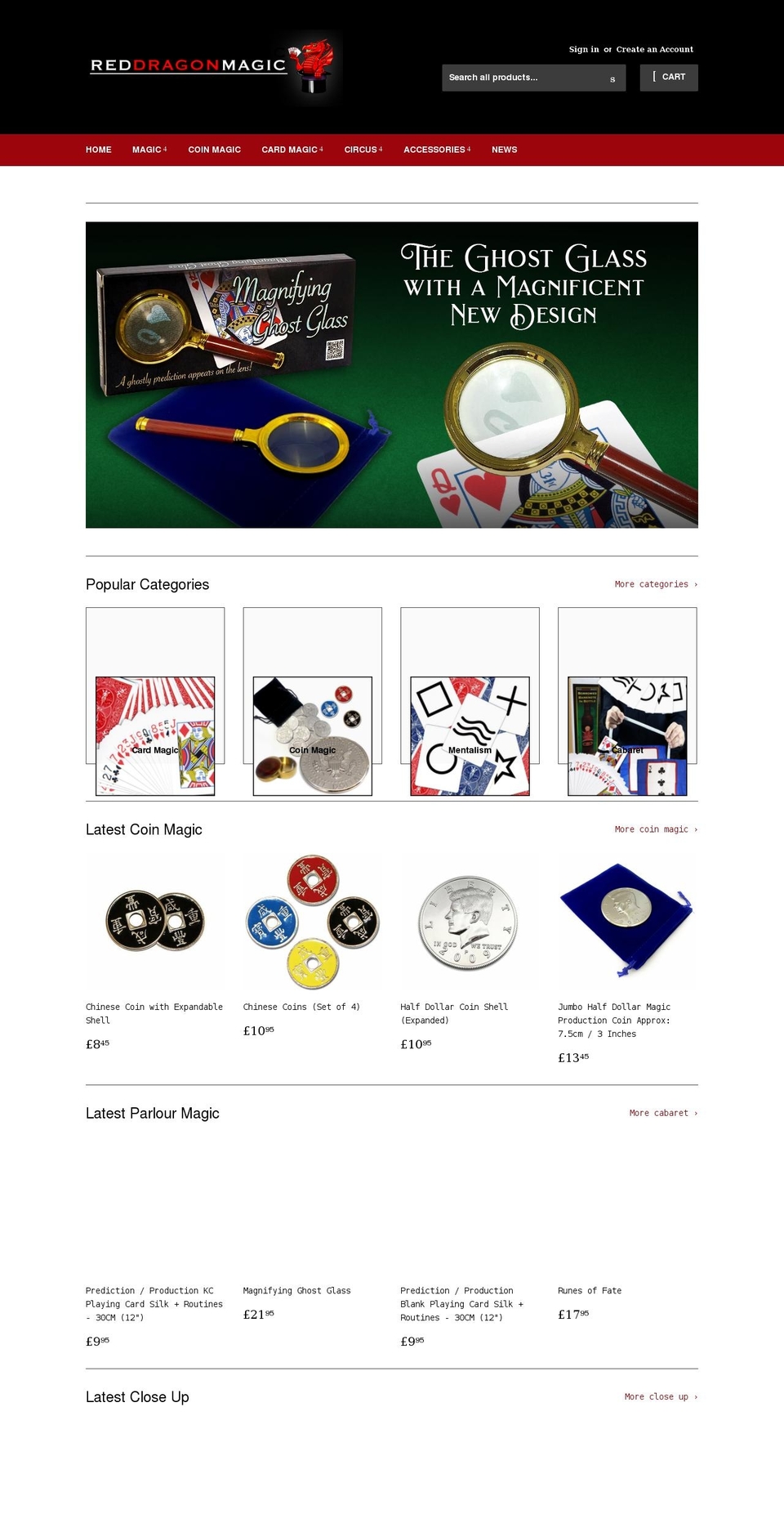 reddragonmagic.co.uk shopify website screenshot