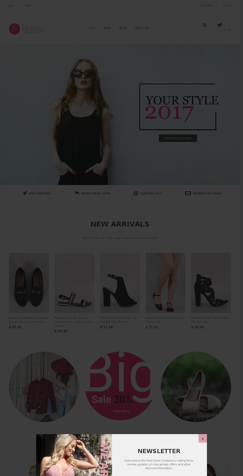 Home-1 Shopify theme site example reddresscompany.com