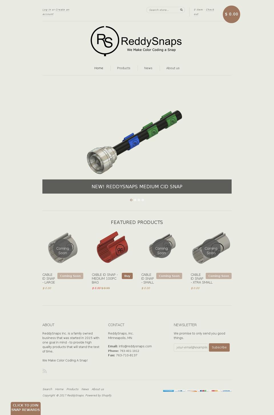 reddysnaps.com shopify website screenshot