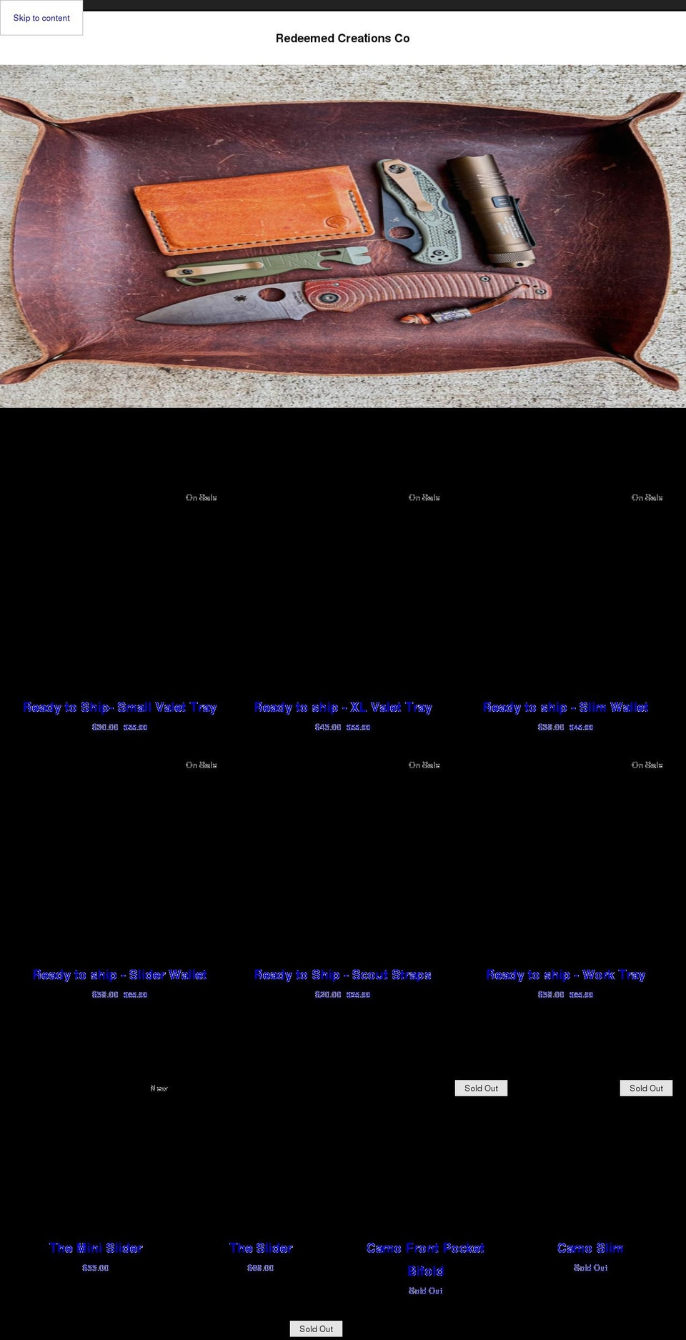 redeemedcreationsco.com shopify website screenshot