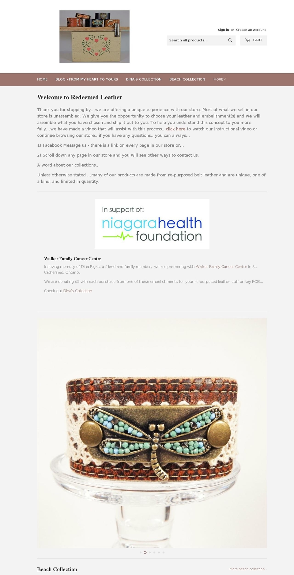 redeemedleather.com shopify website screenshot