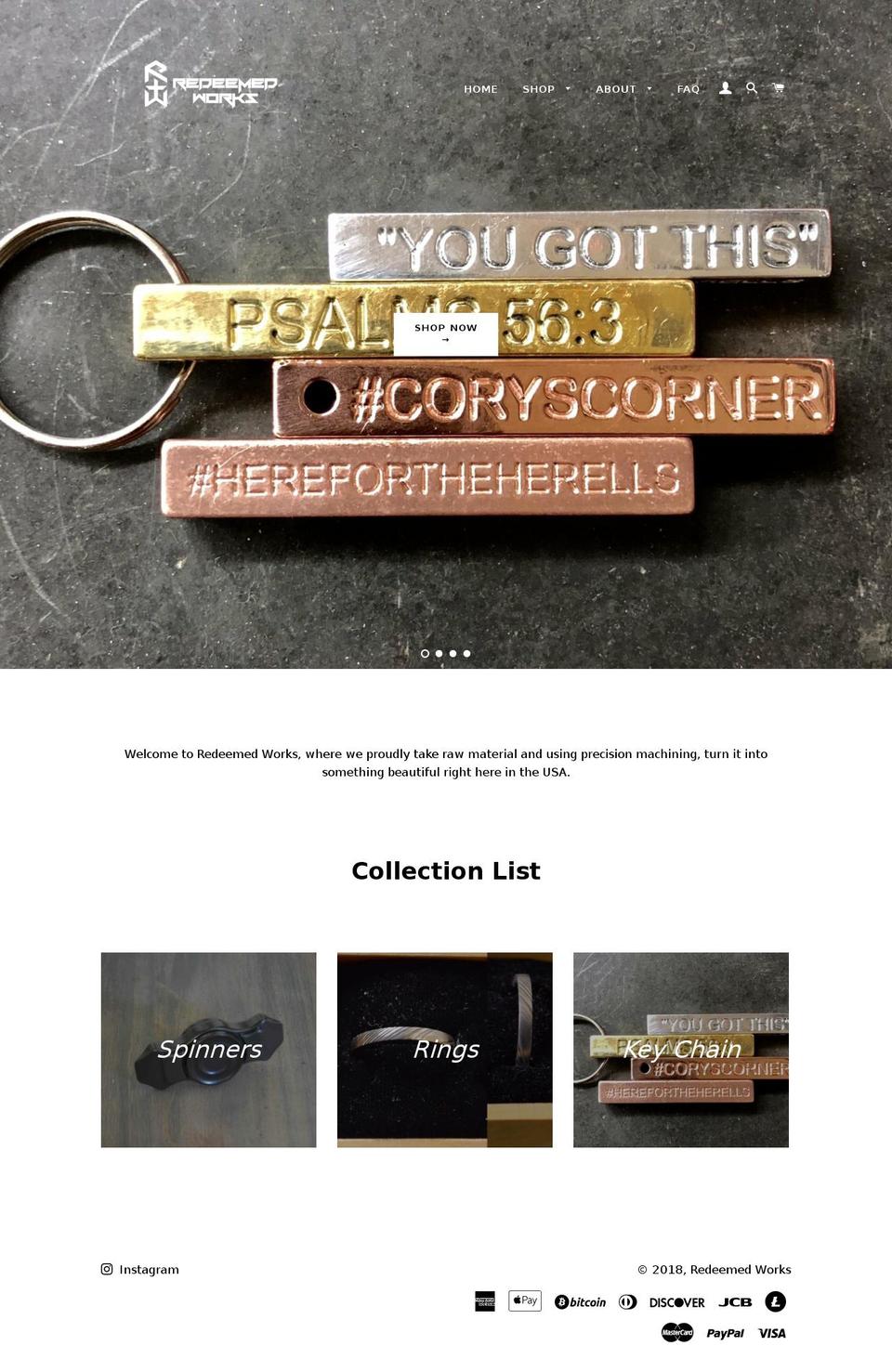 redeemedworks.com shopify website screenshot