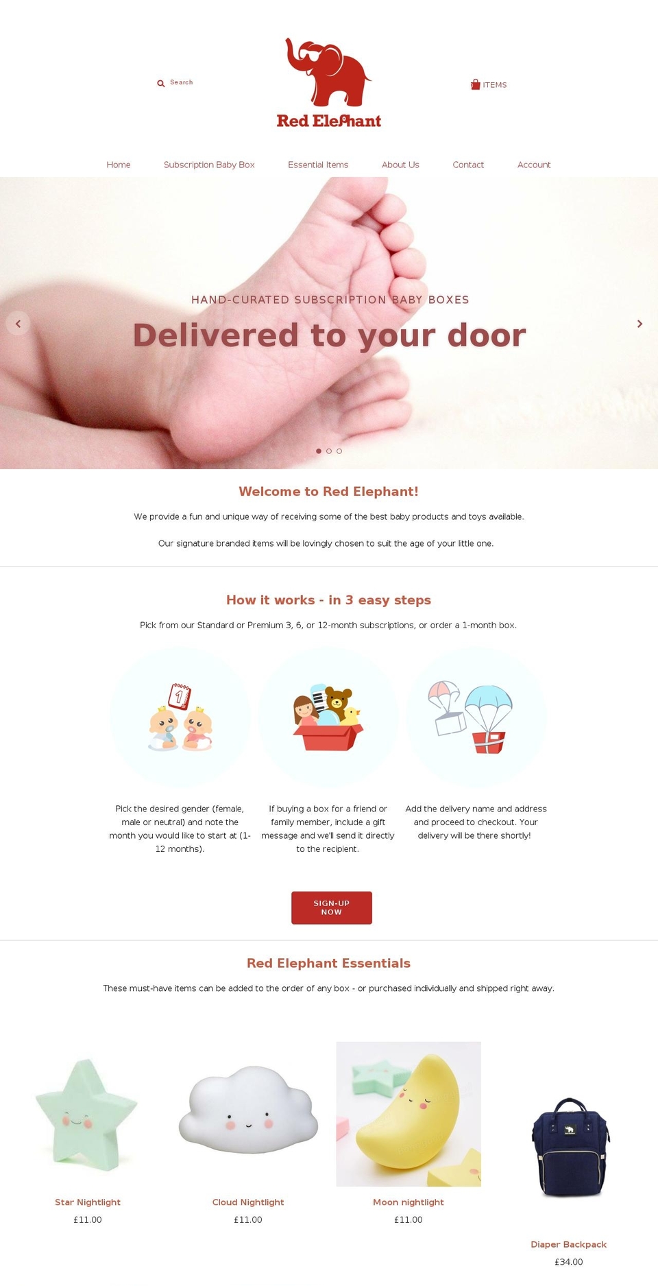 Tripster Developers Shopify theme site example redelephantbabyboxes.com