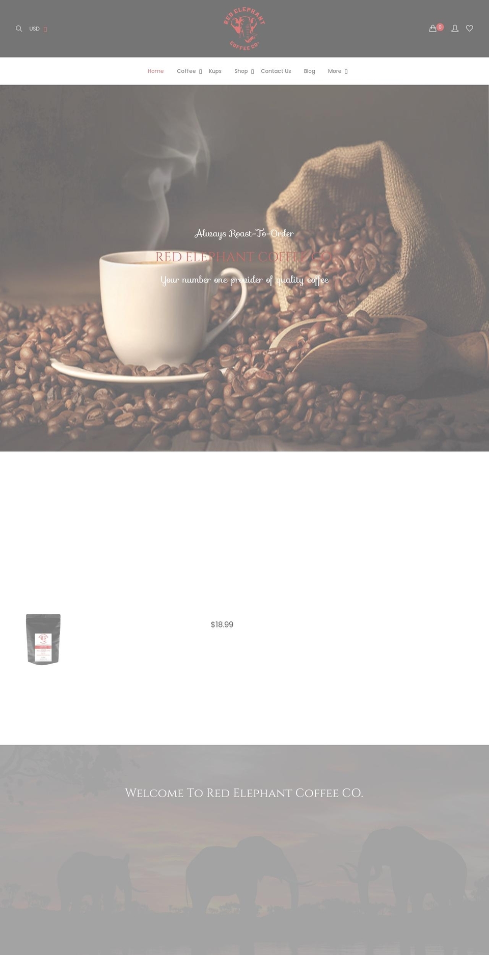 Coffee Shopify theme site example redelephantcoffee.com