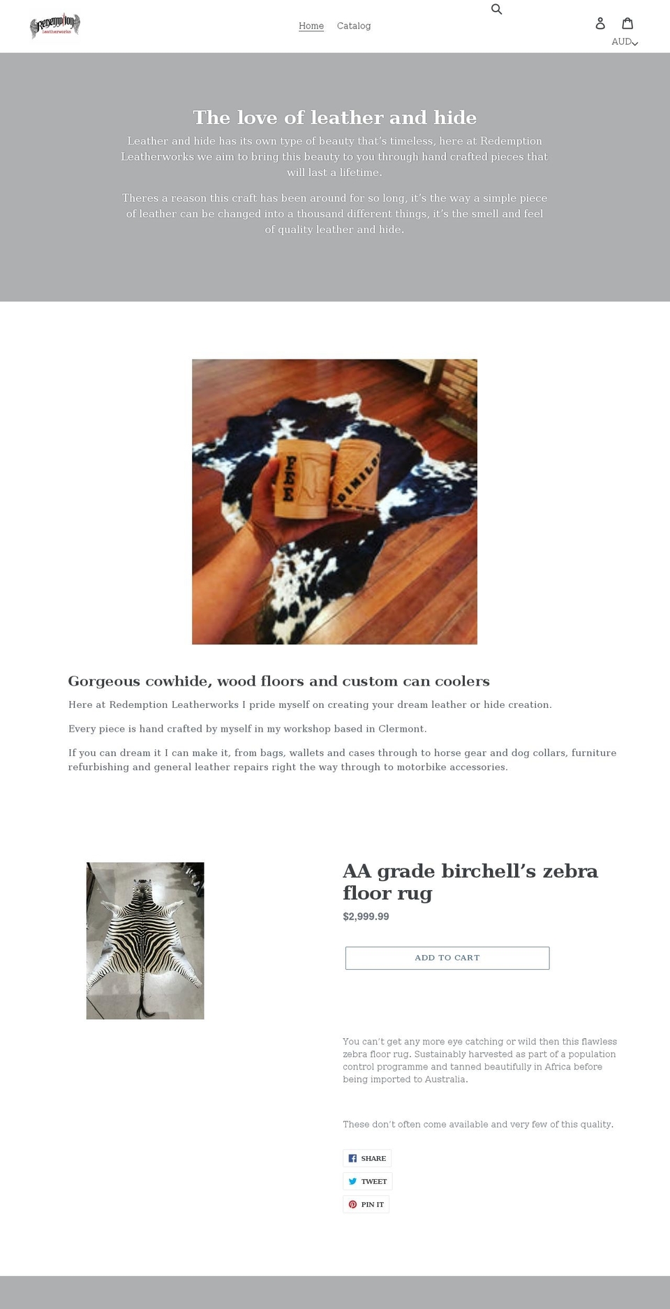 redemptionleatherworks.com shopify website screenshot