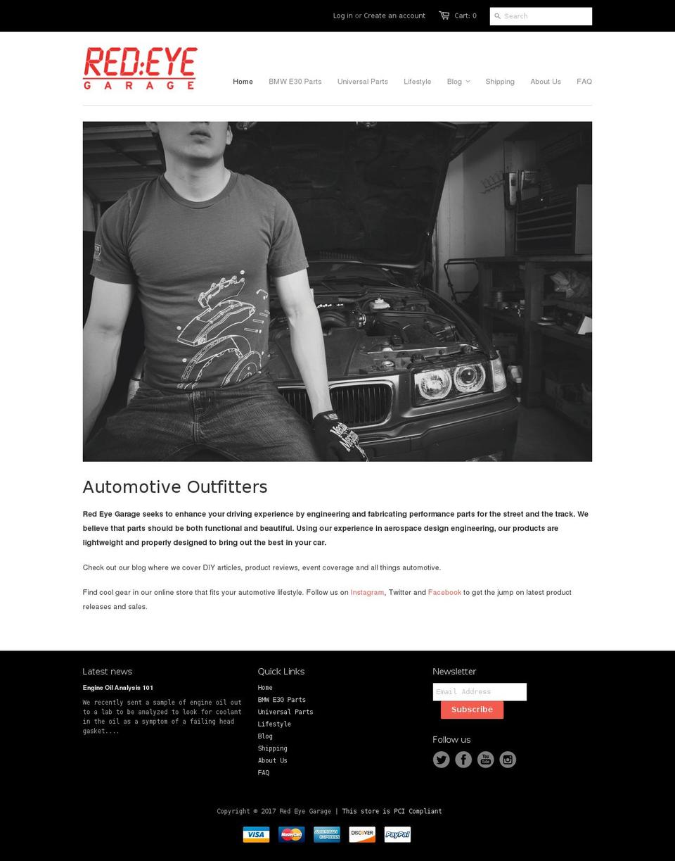 redeyegarage.com shopify website screenshot