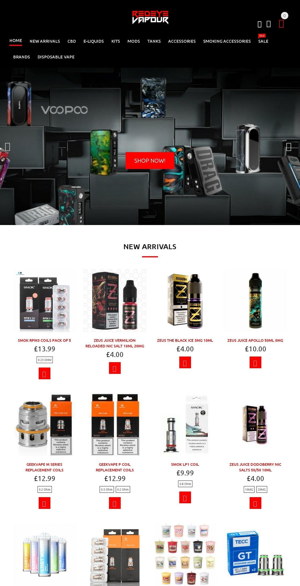 redeyevapour.co.uk shopify website screenshot