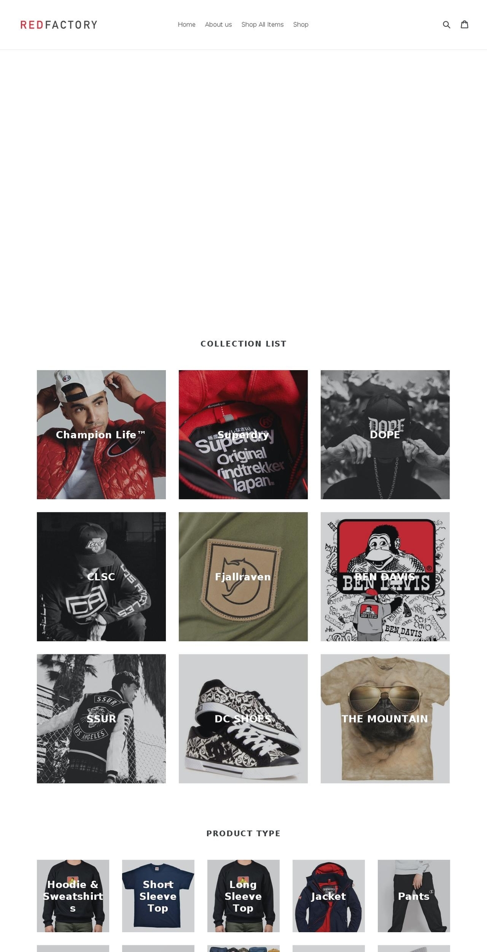 redfactorystore.com shopify website screenshot