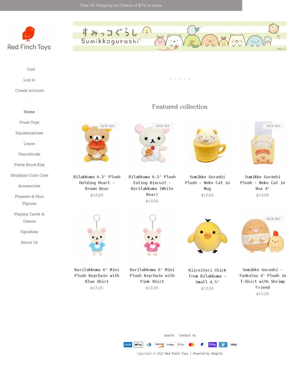 redfinchtoys.com shopify website screenshot