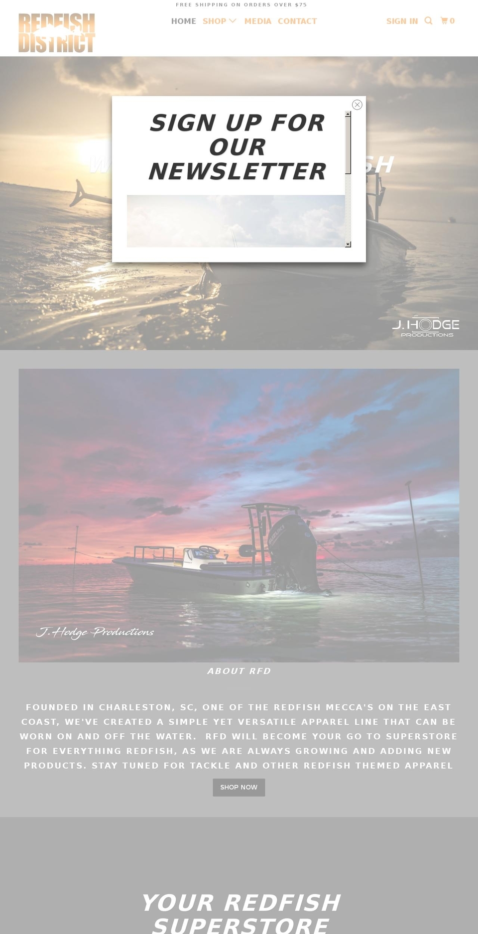redfishdistrict.com — Shopify storefront screenshot