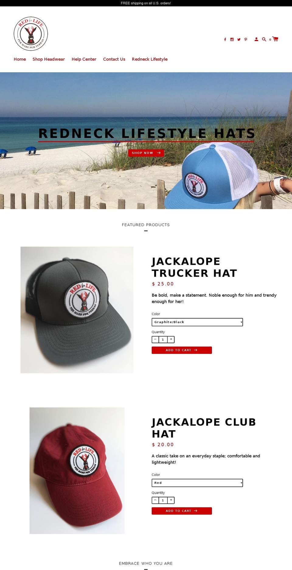 redforlifebrand.com — Shopify storefront screenshot