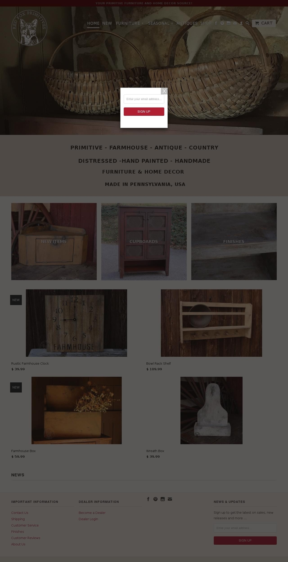 redfoxprimitives.com shopify website screenshot