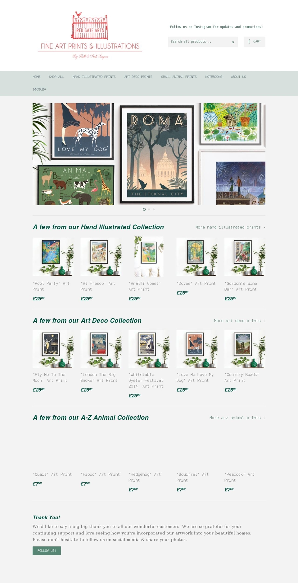 redgatearts.com shopify website screenshot