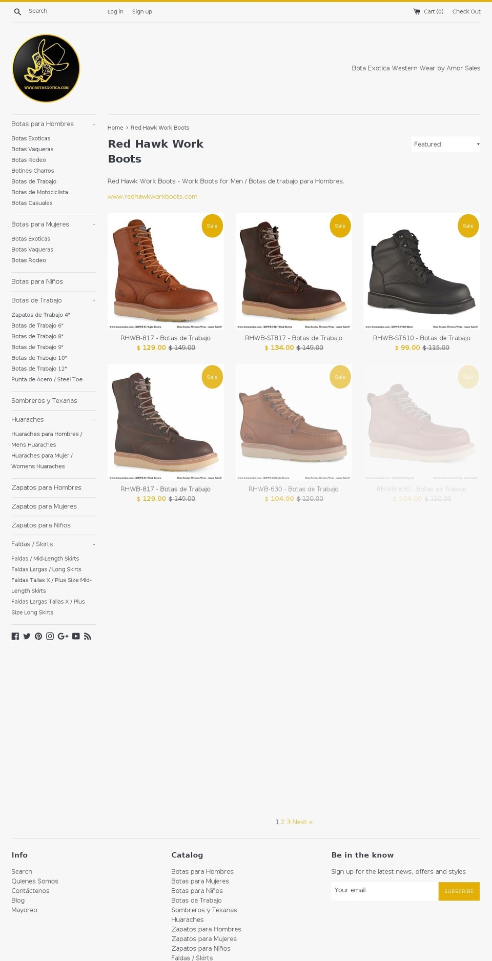 Bota Exotica Western Wear Shopify theme site example redhawkworkboots.com