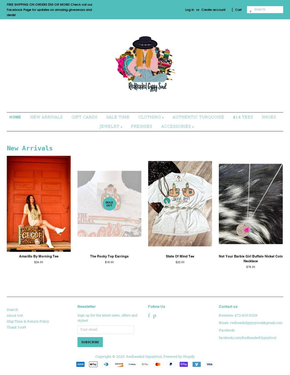 redheadedgypsysoul.com shopify website screenshot