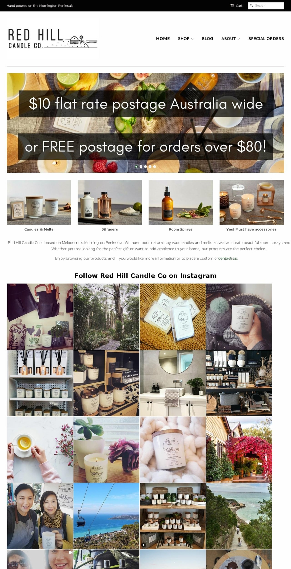 redhillcandleco.com.au shopify website screenshot