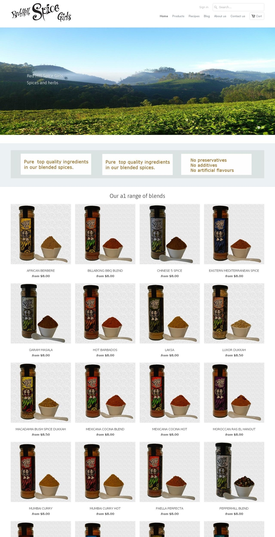 redhillspicegirls.com.au shopify website screenshot